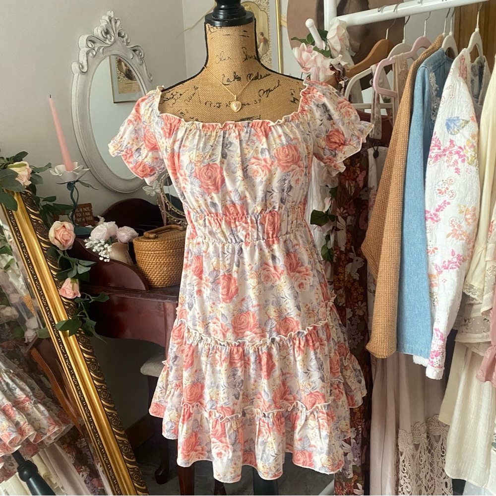 Coquette Rose Print Mini Dress